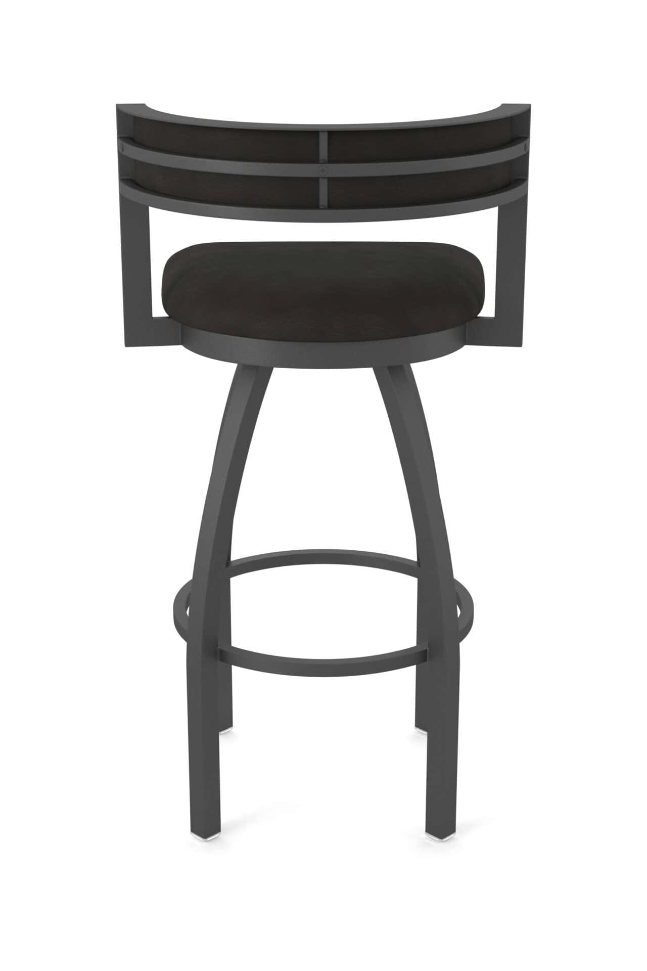 36-Inch Steel Swivel Bar Stool with Pewter Finish, Canter Espresso 2.5-Inch Cushion Seat, Low Curved Padded Back, and Single-Ring Base 6 36-Inch Steel Swivel Bar Stool with Pewter Finish, Canter Espresso 2.5-Inch Cushion Seat, Low Curved Padded Back, and Single-Ring Base - Image 6