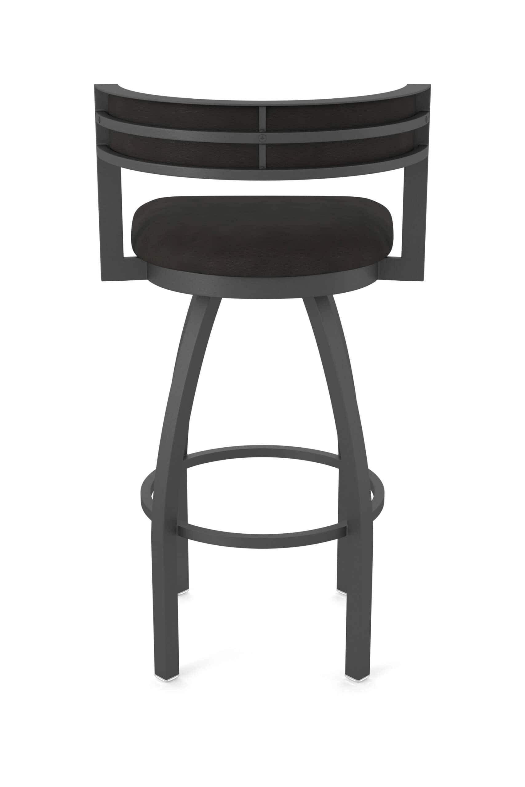 36-Inch Steel Swivel Bar Stool with Pewter Finish, Canter Espresso 2.5-Inch Cushion Seat, Low Curved Padded Back, and Single-Ring Base 14 36-Inch Steel Swivel Bar Stool with Pewter Finish, Canter Espresso 2.5-Inch Cushion Seat, Low Curved Padded Back, and Single-Ring Base