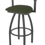 25-Inch Steel Swivel Counter Stool with Pewter Finish, Canter Pine 2.5-Inch Cushion Seat, Low Curved Padded Back, and Single-Ring Base