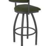 25-Inch Steel Swivel Counter Stool with Pewter Finish, Canter Pine 2.5-Inch Cushion Seat, Low Curved Padded Back, and Single-Ring Base