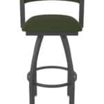 25-Inch Steel Swivel Counter Stool with Pewter Finish, Canter Pine 2.5-Inch Cushion Seat, Low Curved Padded Back, and Single-Ring Base