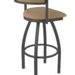 25-Inch Steel Swivel Counter Stool with Pewter Finish, Canter Sand 2.5-Inch Cushion Seat, Low Curved Padded Back, and Single-Ring Base