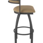 25-Inch Steel Swivel Counter Stool with Pewter Finish, Canter Sand 2.5-Inch Cushion Seat, Low Curved Padded Back, and Single-Ring Base