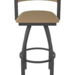 25-Inch Steel Swivel Counter Stool with Pewter Finish, Canter Sand 2.5-Inch Cushion Seat, Low Curved Padded Back, and Single-Ring Base