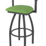 25-Inch Steel Swivel Counter Stool with Pewter Finish, Graph Parrot 2.5-Inch Cushion Seat, Low Curved Padded Back, and Single-Ring Base