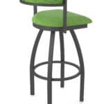 25-Inch Steel Swivel Counter Stool with Pewter Finish, Graph Parrot 2.5-Inch Cushion Seat, Low Curved Padded Back, and Single-Ring Base