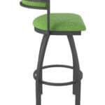 25-Inch Steel Swivel Counter Stool with Pewter Finish, Graph Parrot 2.5-Inch Cushion Seat, Low Curved Padded Back, and Single-Ring Base