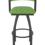 25-Inch Steel Swivel Counter Stool with Pewter Finish, Graph Parrot 2.5-Inch Cushion Seat, Low Curved Padded Back, and Single-Ring Base