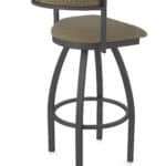 30-Inch Steel Swivel Bar Stool with Pewter Finish, Graph Cork 2.5-Inch Cushion Seat, Low Curved Padded Back, and Single-Ring Base