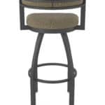30-Inch Steel Swivel Bar Stool with Pewter Finish, Graph Cork 2.5-Inch Cushion Seat, Low Curved Padded Back, and Single-Ring Base