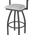25-Inch Steel Swivel Counter Stool with Pewter Finish, Graph Alpine 2.5-Inch Cushion Seat, Low Curved Padded Back, and Single-Ring Base