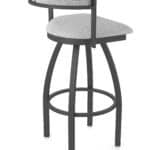 25-Inch Steel Swivel Counter Stool with Pewter Finish, Graph Alpine 2.5-Inch Cushion Seat, Low Curved Padded Back, and Single-Ring Base
