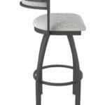 25-Inch Steel Swivel Counter Stool with Pewter Finish, Graph Alpine 2.5-Inch Cushion Seat, Low Curved Padded Back, and Single-Ring Base