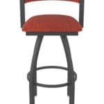 30-Inch Steel Swivel Bar Stool with Pewter Finish, Graph Poppy 2.5-Inch Cushion Seat, Low Curved Padded Back, and Single-Ring Base