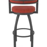 30-Inch Steel Swivel Bar Stool with Pewter Finish, Graph Poppy 2.5-Inch Cushion Seat, Low Curved Padded Back, and Single-Ring Base