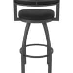 30-Inch Steel Swivel Bar Stool with Pewter Finish, Black Vinyl 2.5-Inch Cushion Seat, Low Curved Padded Back, and Single-Ring Base