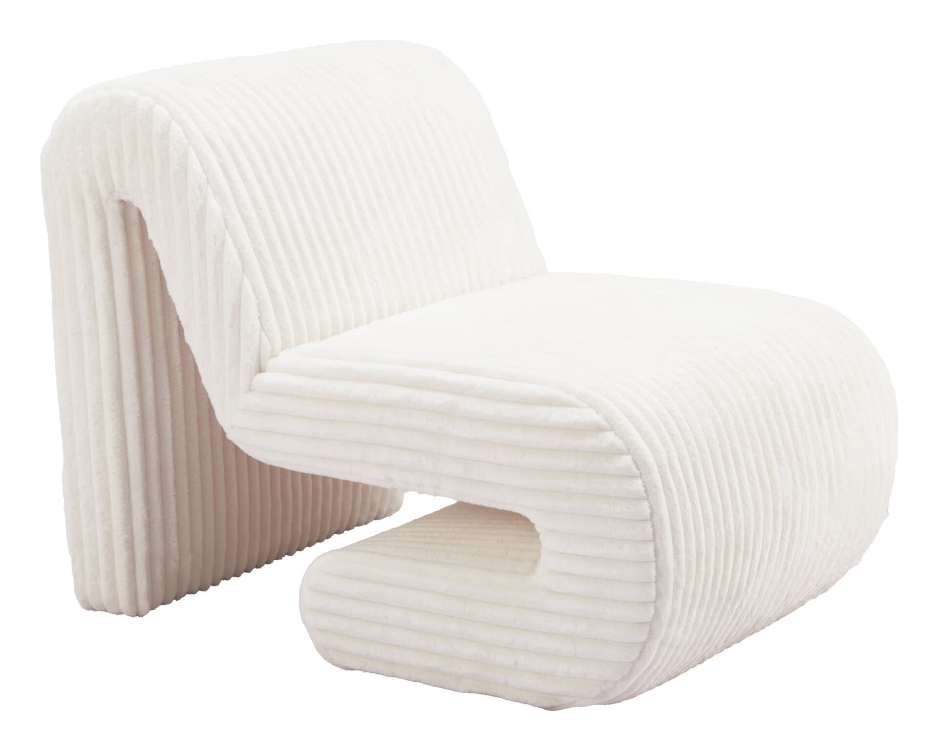 White Modern Glam Deco Accent Chair with Corduroy Upholstery 7 White Modern Glam Deco Accent Chair with Corduroy Upholstery - Image 7