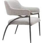Gray Boucle Accent Chair with Forged Steel Frame