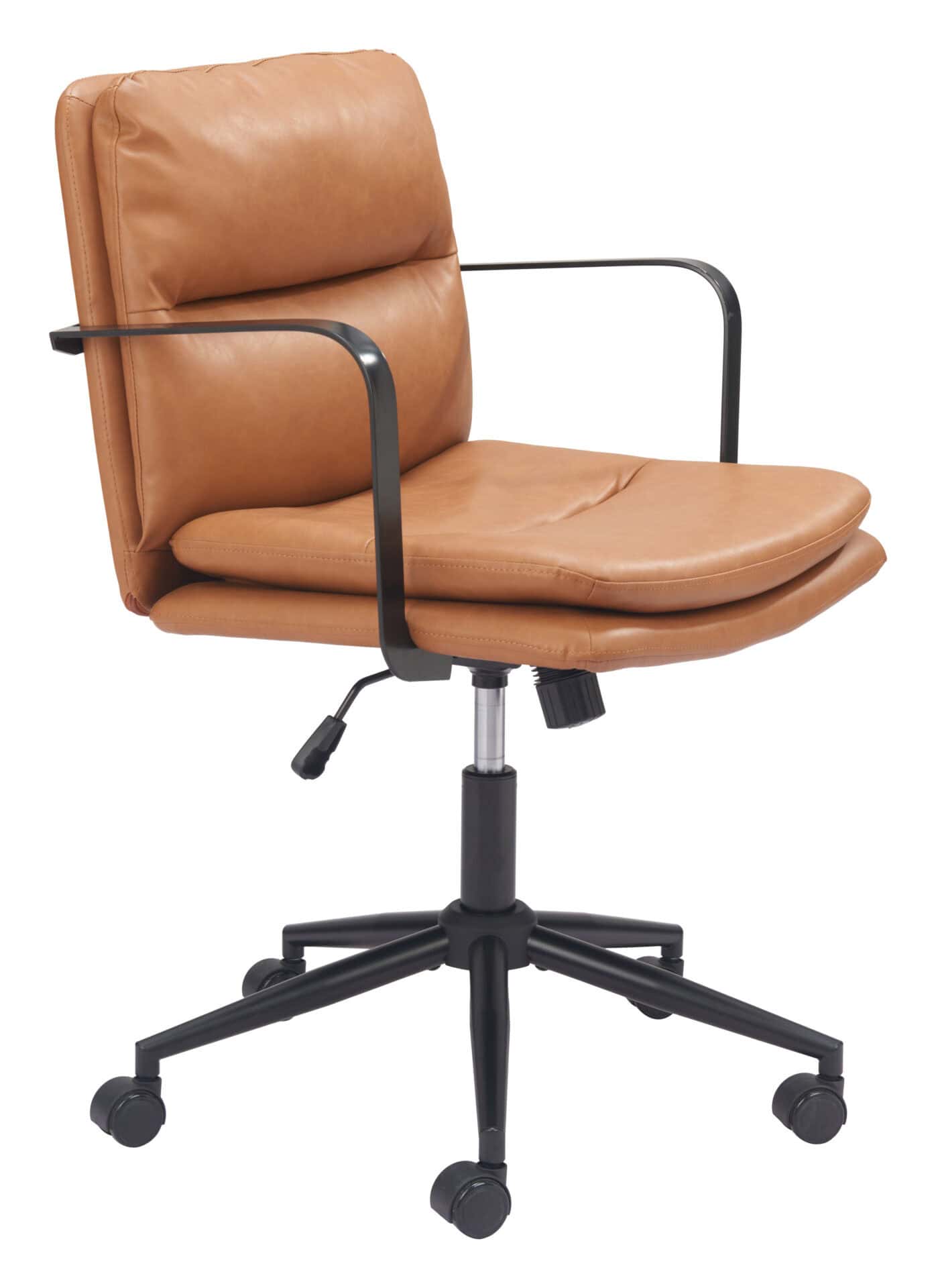 Modern Brown Office Chair with Adjustable Height and Faux Leather Finish 6 Modern Brown Office Chair with Adjustable Height and Faux Leather Finish - Image 6