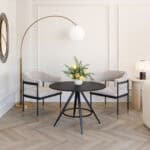 Mid-Century Modern Round Dining Table with Industrial Design Elements 9 Mid-Century Modern Round Dining Table with Industrial Design Elements