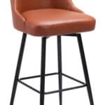 Modern Brown Swivel Barstool with Faux Leather and Steel Frame 16 Modern Brown Swivel Barstool with Faux Leather and Steel Frame