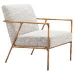 Boucle Accent Chair with Forged Steel Frame and Armrests