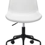 White Mid-Century Modern Office Chair with Adjustable Height and Wheels 14 White Mid-Century Modern Office Chair with Adjustable Height and Wheels