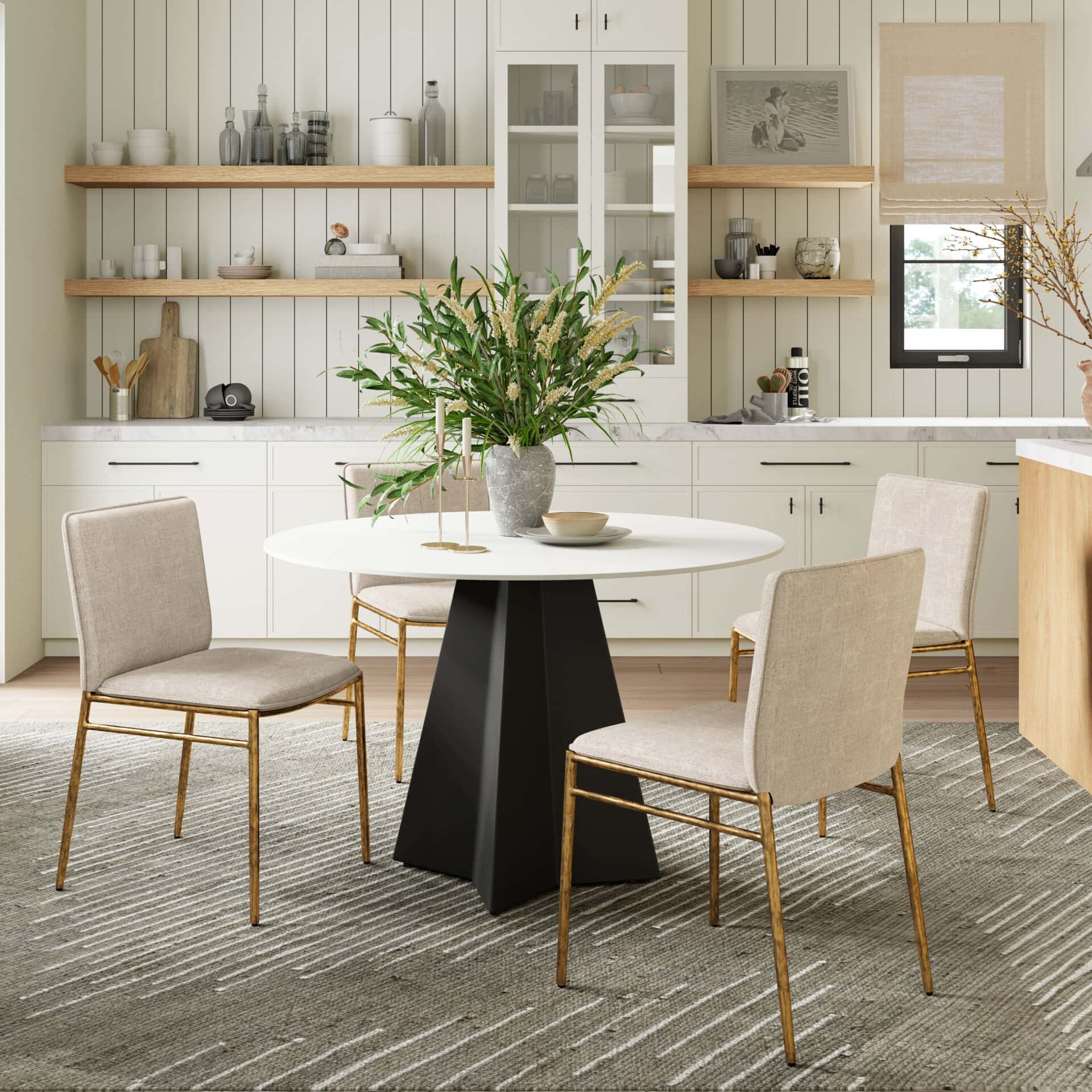 White Sintered Stone Round Dining Table with Steel Base 2 White Sintered Stone Round Dining Table with Steel Base - Image 2