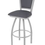 30-Inch Steel Swivel Bar Stool with Anodized Nickel Finish, Canter Storm 2.5-Inch Cushion Seat, Padded Back, and Single-Ring Base