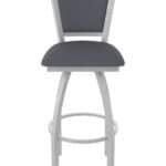 30-Inch Steel Swivel Bar Stool with Anodized Nickel Finish, Canter Storm 2.5-Inch Cushion Seat, Padded Back, and Single-Ring Base