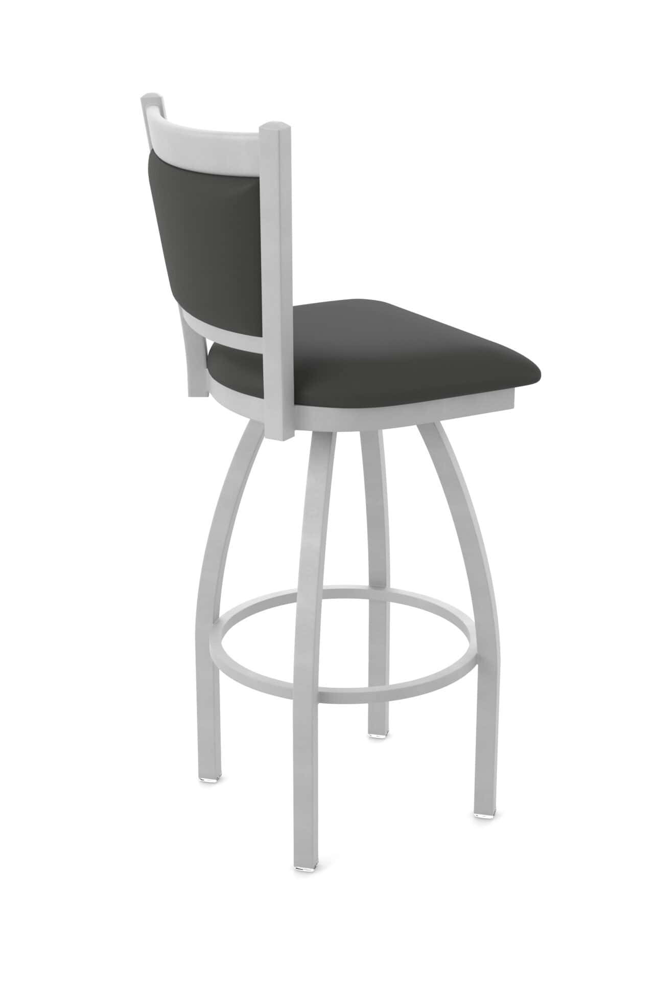 25-Inch Upholstered Back Counter Stool with Steel Frame, Anodized Nickel Finish, Canter Iron Seat, and Single-Ring Base 2 25-Inch Upholstered Back Counter Stool with Steel Frame, Anodized Nickel Finish, Canter Iron Seat, and Single-Ring Base - Image 2