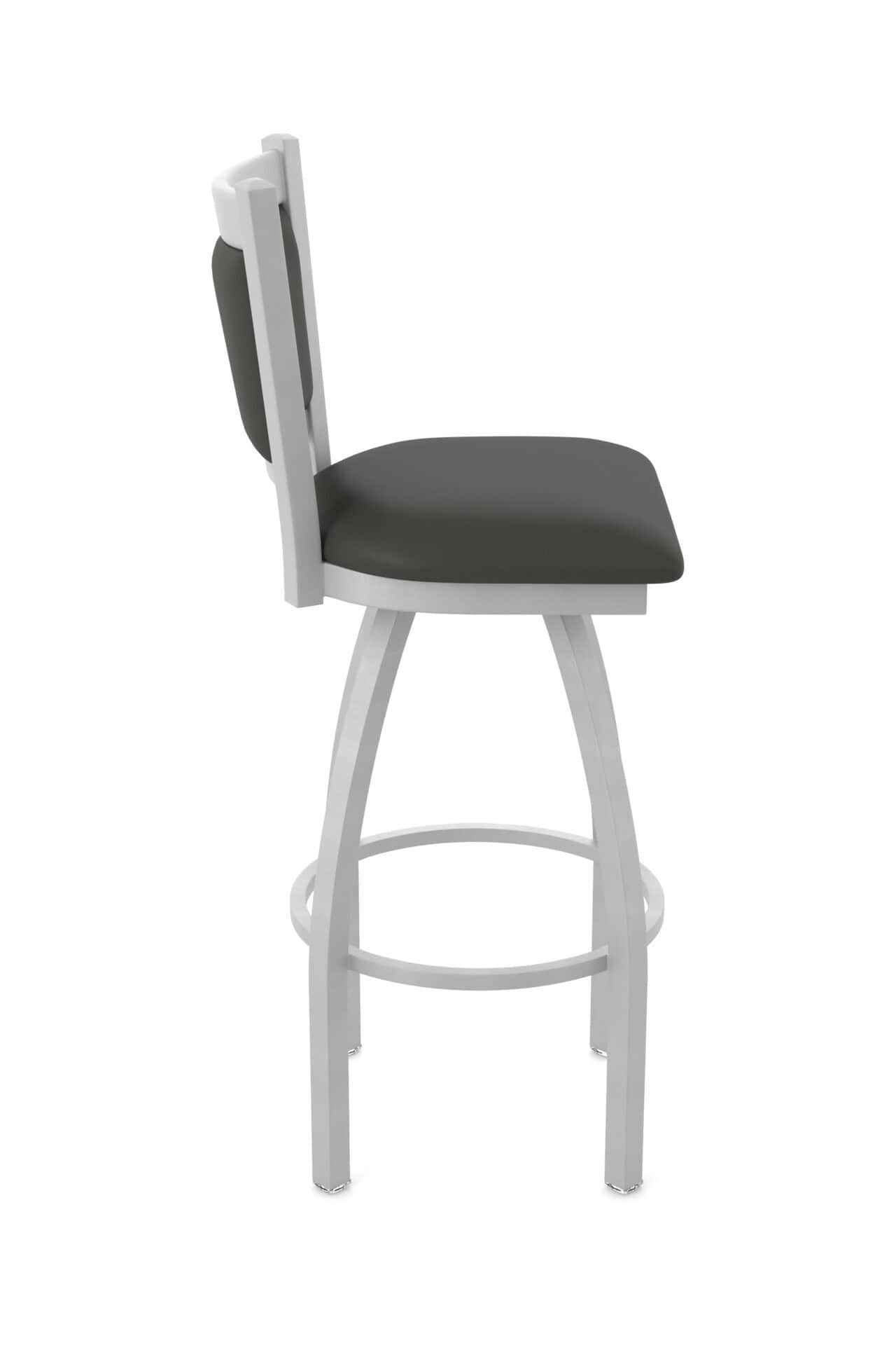 25-Inch Upholstered Back Counter Stool with Steel Frame, Anodized Nickel Finish, Canter Iron Seat, and Single-Ring Base 4 25-Inch Upholstered Back Counter Stool with Steel Frame, Anodized Nickel Finish, Canter Iron Seat, and Single-Ring Base - Image 4
