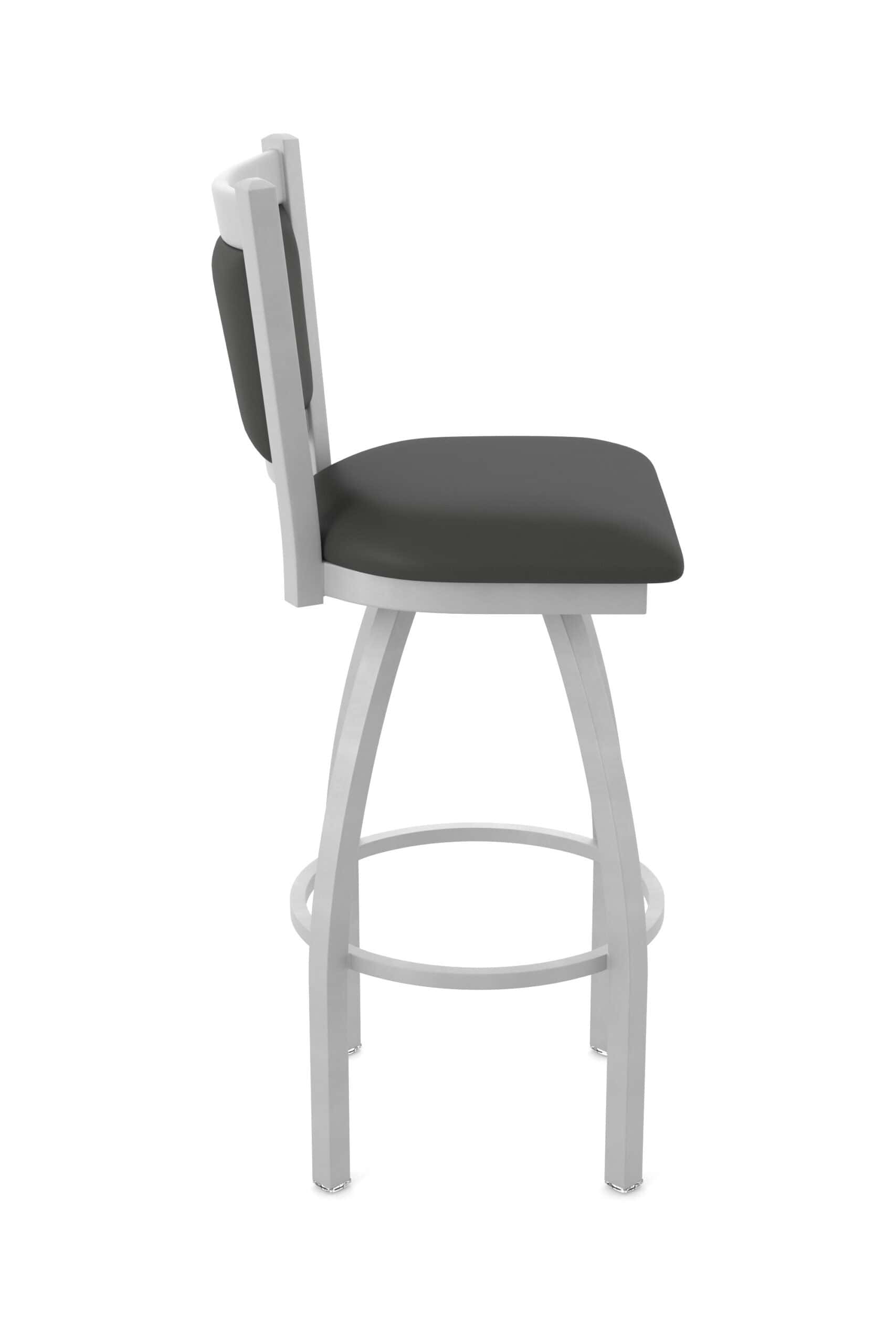 25-Inch Upholstered Back Counter Stool with Steel Frame, Anodized Nickel Finish, Canter Iron Seat, and Single-Ring Base 12 25-Inch Upholstered Back Counter Stool with Steel Frame, Anodized Nickel Finish, Canter Iron Seat, and Single-Ring Base
