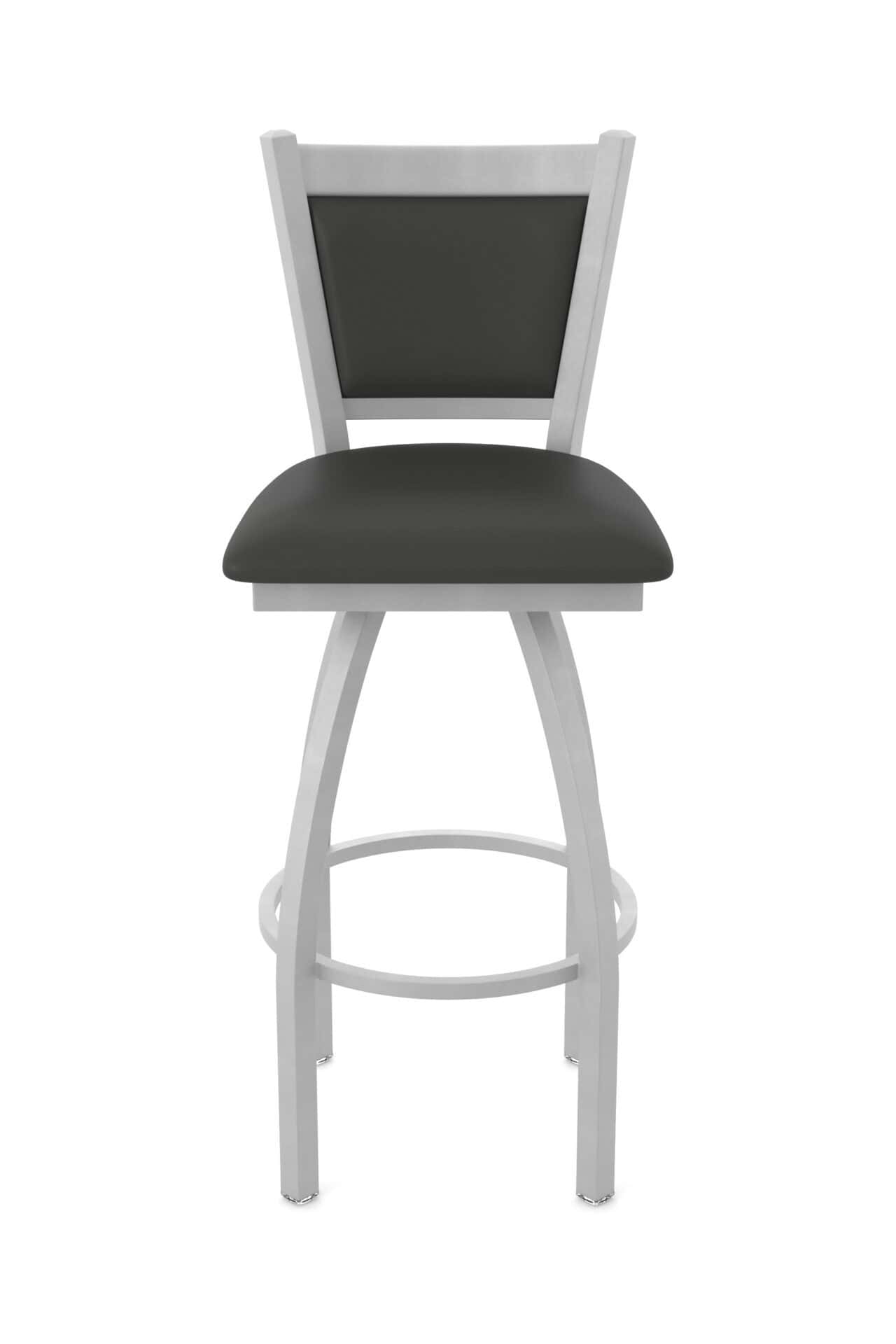 25-Inch Upholstered Back Counter Stool with Steel Frame, Anodized Nickel Finish, Canter Iron Seat, and Single-Ring Base 5 25-Inch Upholstered Back Counter Stool with Steel Frame, Anodized Nickel Finish, Canter Iron Seat, and Single-Ring Base - Image 5
