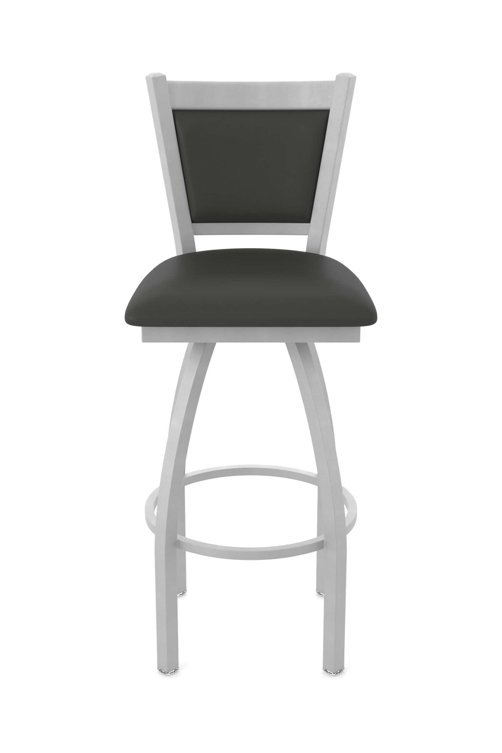 25-Inch Upholstered Back Counter Stool with Steel Frame, Anodized Nickel Finish, Canter Iron Seat, and Single-Ring Base 13 25-Inch Upholstered Back Counter Stool with Steel Frame, Anodized Nickel Finish, Canter Iron Seat, and Single-Ring Base