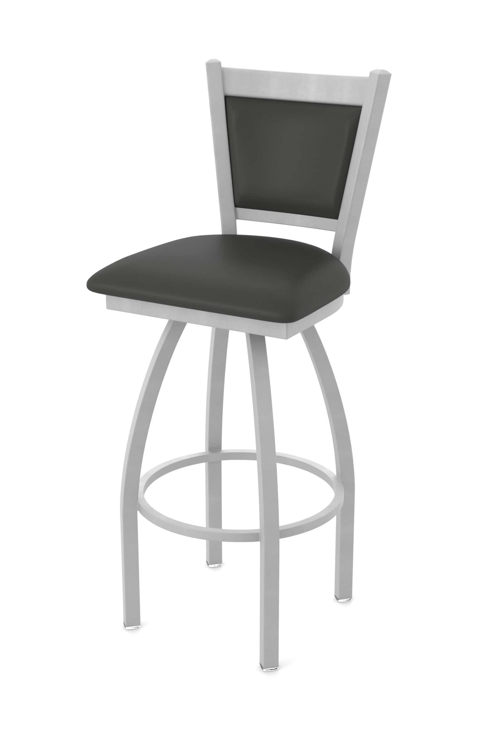 25-Inch Upholstered Back Counter Stool with Steel Frame, Anodized Nickel Finish, Canter Iron Seat, and Single-Ring Base 9 25-Inch Upholstered Back Counter Stool with Steel Frame, Anodized Nickel Finish, Canter Iron Seat, and Single-Ring Base