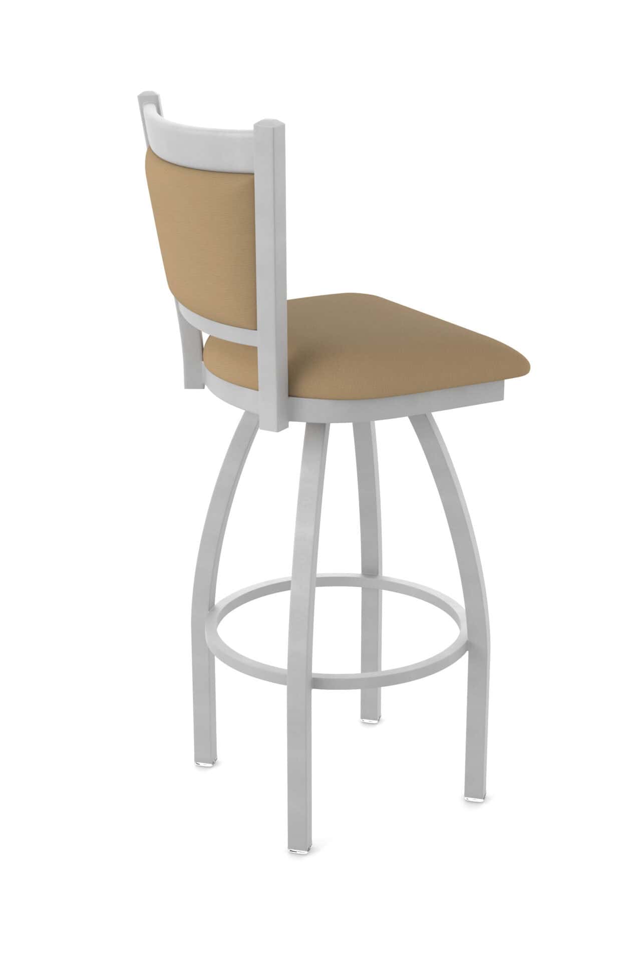 25-Inch Upholstered Back Counter Stool with Steel Frame, Anodized Nickel Finish, Canter Sand Seat, and Single-Ring Base 2 25-Inch Upholstered Back Counter Stool with Steel Frame, Anodized Nickel Finish, Canter Sand Seat, and Single-Ring Base - Image 2