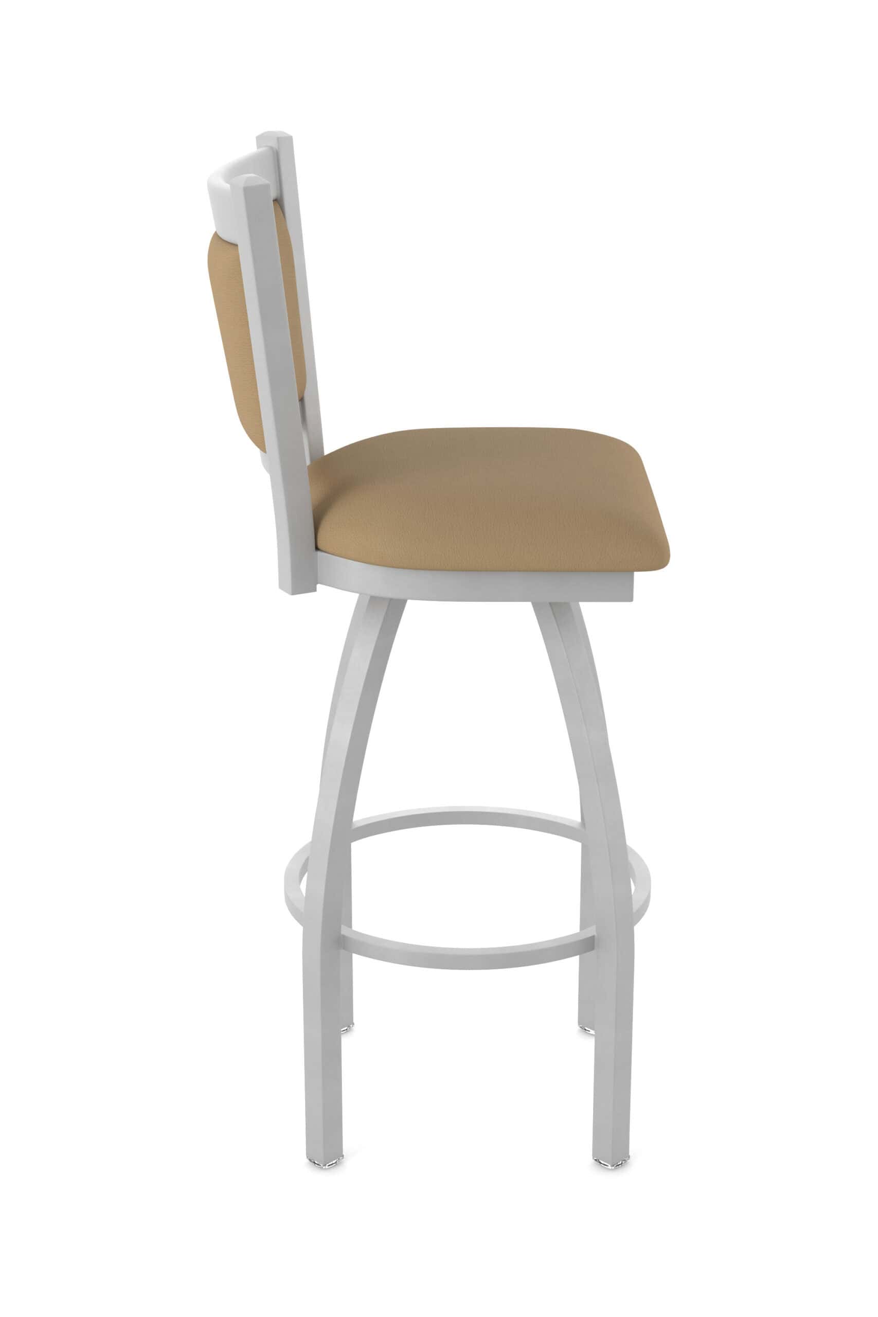 25-Inch Upholstered Back Counter Stool with Steel Frame, Anodized Nickel Finish, Canter Sand Seat, and Single-Ring Base 12 25-Inch Upholstered Back Counter Stool with Steel Frame, Anodized Nickel Finish, Canter Sand Seat, and Single-Ring Base