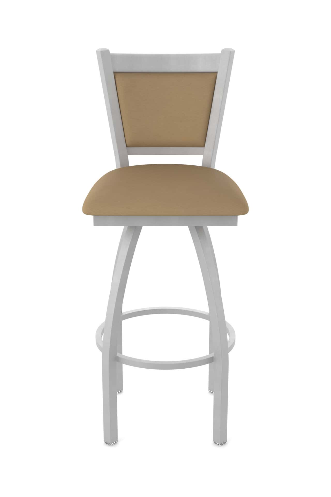 25-Inch Upholstered Back Counter Stool with Steel Frame, Anodized Nickel Finish, Canter Sand Seat, and Single-Ring Base 5 25-Inch Upholstered Back Counter Stool with Steel Frame, Anodized Nickel Finish, Canter Sand Seat, and Single-Ring Base - Image 5