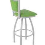 36-Inch Steel Swivel Bar Stool with Anodized Nickel Finish, Graph Parrot 2.5-Inch Cushion Seat, Padded Back, and Single-Ring Base