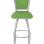 36-Inch Steel Swivel Bar Stool with Anodized Nickel Finish, Graph Parrot 2.5-Inch Cushion Seat, Padded Back, and Single-Ring Base