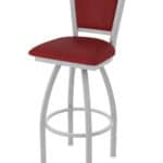 25-Inch Steel Swivel Counter Stool with Anodized Nickel Finish, Graph Ruby 2.5-Inch Cushion Seat, Padded Back, and Single-Ring Base