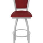 25-Inch Steel Swivel Counter Stool with Anodized Nickel Finish, Graph Ruby 2.5-Inch Cushion Seat, Padded Back, and Single-Ring Base