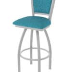 30-Inch Steel Swivel Bar Stool with Anodized Nickel Finish, Graph Tidal 2.5-Inch Cushion Seat, Padded Back, and Single-Ring Base