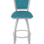 30-Inch Steel Swivel Bar Stool with Anodized Nickel Finish, Graph Tidal 2.5-Inch Cushion Seat, Padded Back, and Single-Ring Base