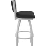 30-Inch Steel Swivel Bar Stool with Anodized Nickel Finish, Black Vinyl 2.5-Inch Cushion Seat, Padded Back, and Single-Ring Base