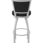 30-Inch Steel Swivel Bar Stool with Anodized Nickel Finish, Black Vinyl 2.5-Inch Cushion Seat, Padded Back, and Single-Ring Base