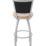 30-Inch Steel Swivel Bar Stool with Anodized Nickel Finish, Natural Maple Solid Maple Wood Seat, Padded Back, and Single-Ring Base