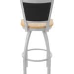30-Inch Steel Swivel Bar Stool with Anodized Nickel Finish, Natural Oak Solid Oak Wood Seat, Padded Back, and Single-Ring Base 14 30-Inch Steel Swivel Bar Stool with Anodized Nickel Finish, Natural Oak Solid Oak Wood Seat, Padded Back, and Single-Ring Base