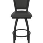 36-Inch Steel Swivel Bar Stool with Black Wrinkle Finish, Canter Iron 2.5-Inch Cushion Seat, Padded Back, and Single-Ring Base